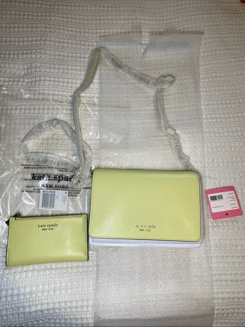 NWT Kate Spade Lemon Yellow Crossbody Bag with matching Wallet🍋